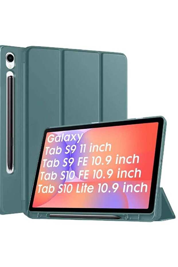 Cover for Samsung Galaxy Tab S10 Lite 10.9" / Tab S9 FE/Tab S10 FE/Tab S9 11" with [S Pen Holder], Flip Case for Samsung Tab S10 Lite /S10/S9 FE Tablet Cover [Auto Sleep Wake] - Dark Green