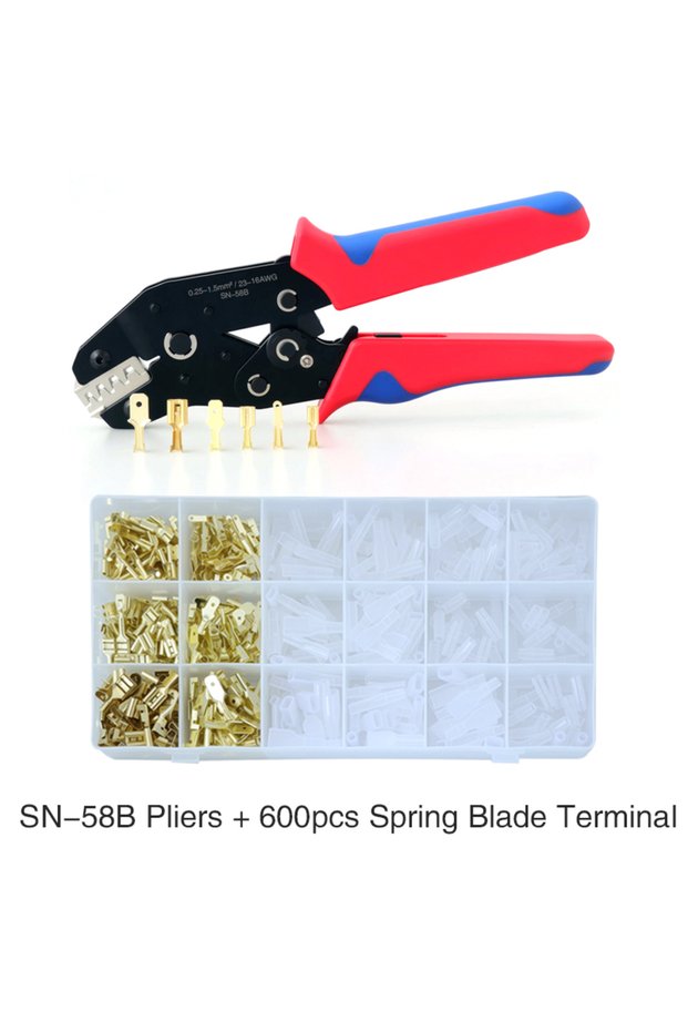 SN-58B 600pcs SN-58B Professional Spring Blade Terminal Crimping Tool Kit Automotive Wiring Harness