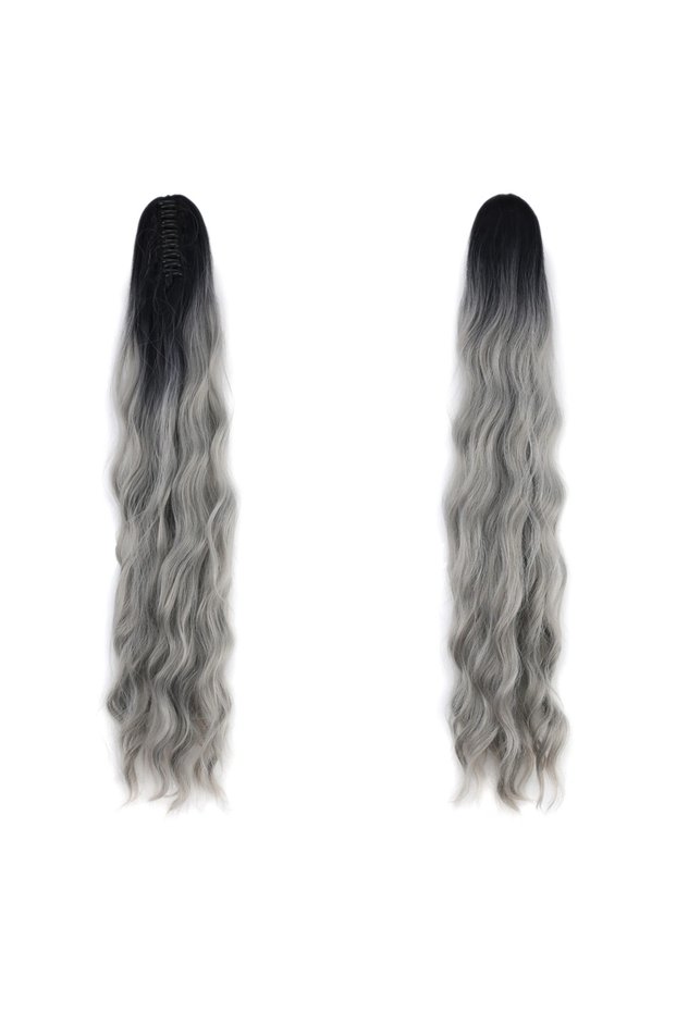Buckle Protein Fiber Sen Ponytail / Black Gray Ombre