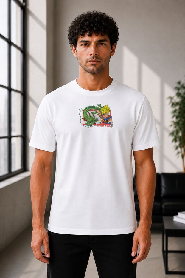 Unisex Oversize Dragon Ball Goku Embroidered Anime T-Shirt 100% Cotton