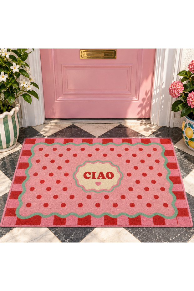 Aura Floral Patterned Woven Base Decorative Door Mat and Bathroom Mat Auraplus24