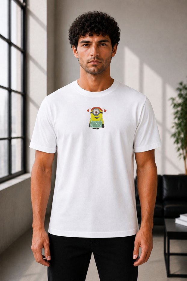 Unisex Oversize Minions Embroidered T-Shirt 100% Cotton