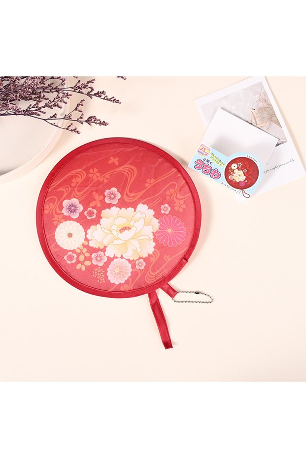 2PCS Red New 6 PCS for Festival Party Gifts Personal Decoration Round Folding Handheld Fan Hand Fan