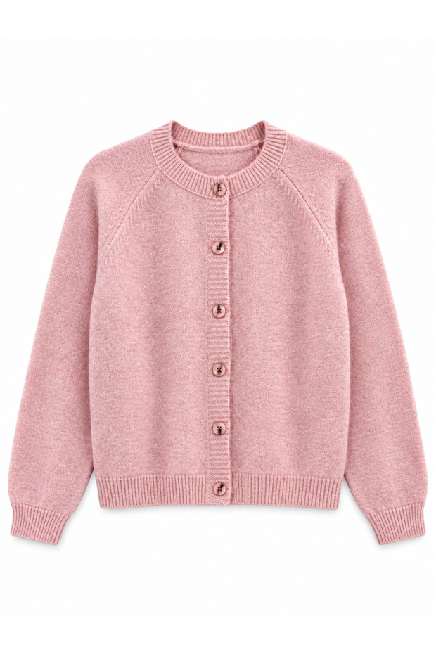Jodie Crew Neck Buttoned Knitwear Cardigan Women's Pink