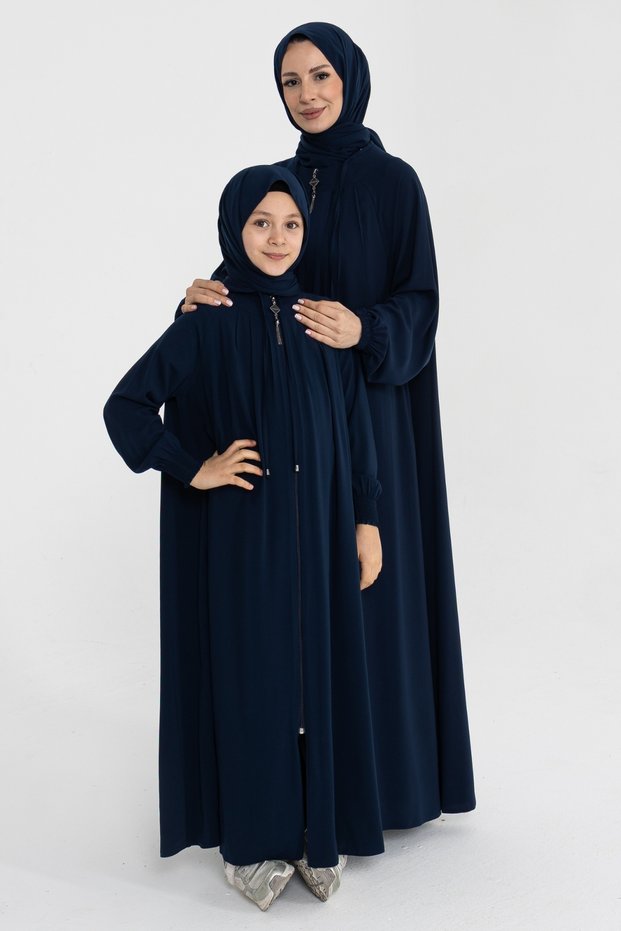 Lace-Up Pleated Children's Ferace & Navy Blue - 4007