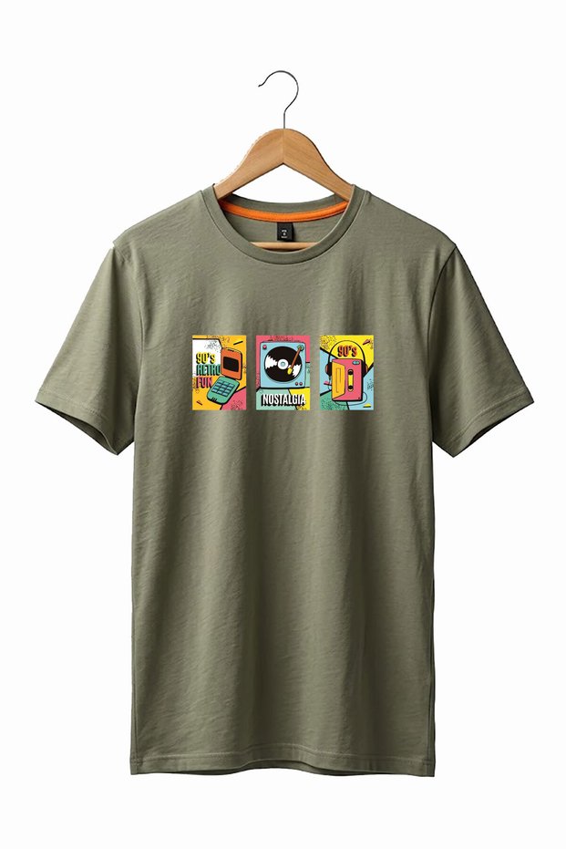 Unisex 90S Retro Printed Vintage Short Sleeve 100% Cotton Basic T-Shirt