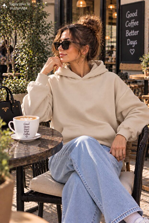 Women's Plain Hooded Sweatshirt with Kangaroo Pocket