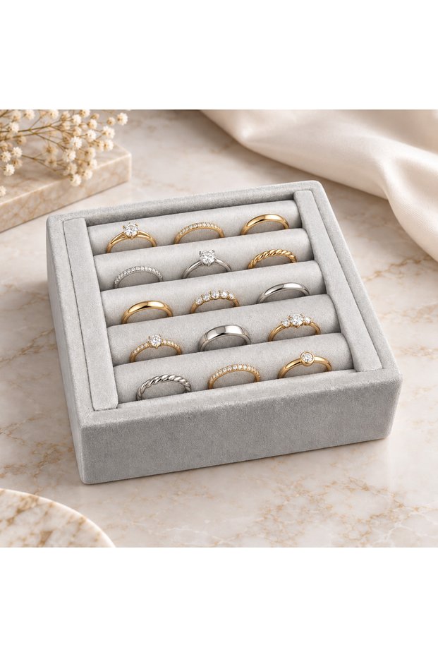 Black Design Velvet Ring Jewelry Stand Organizer 11X11X4 cm – Jewelry Store Display and Home Use