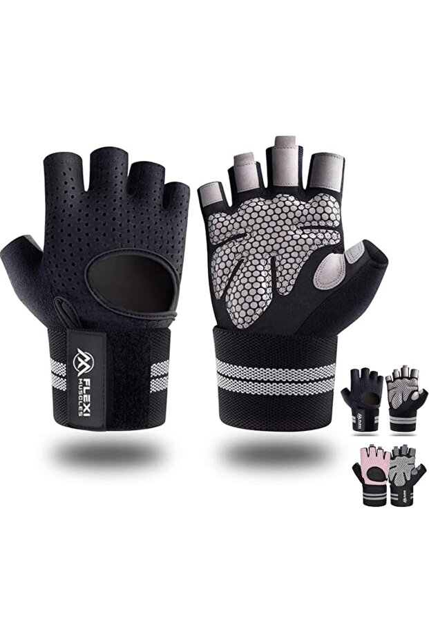 Flexi Muscles - Gym Gloves for Working Out with Wrist Support, Exercise Gloves for Weight Lifting, C