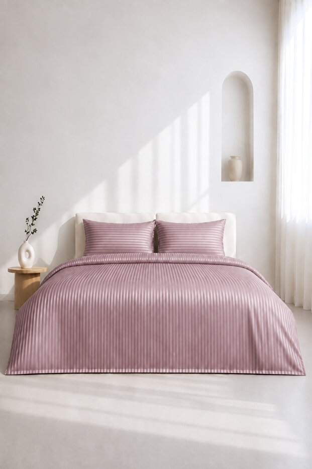 Bedding Set, Striped Satin – Striped Pearl – Single Size