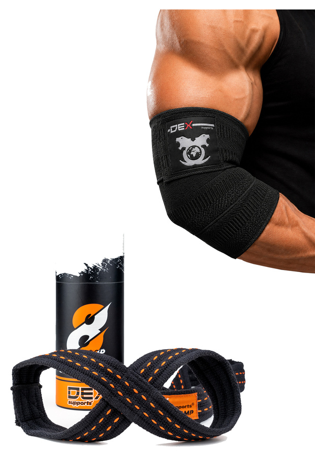 8 Loop Lifting Straps + Elbow Wraps Elbow Support 2-Pack