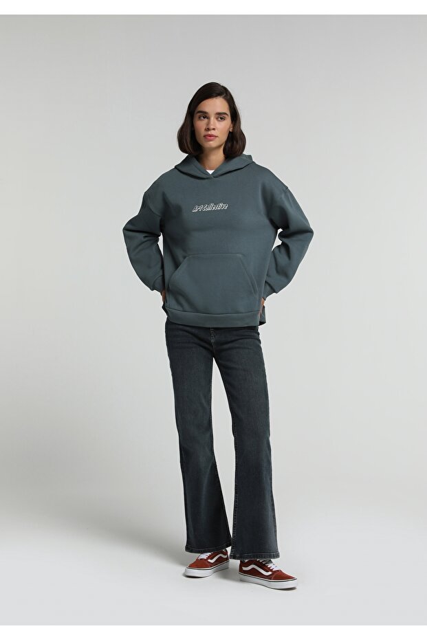 High Rise Super Flare Fit Women's Green Cast Denim Jean Pants