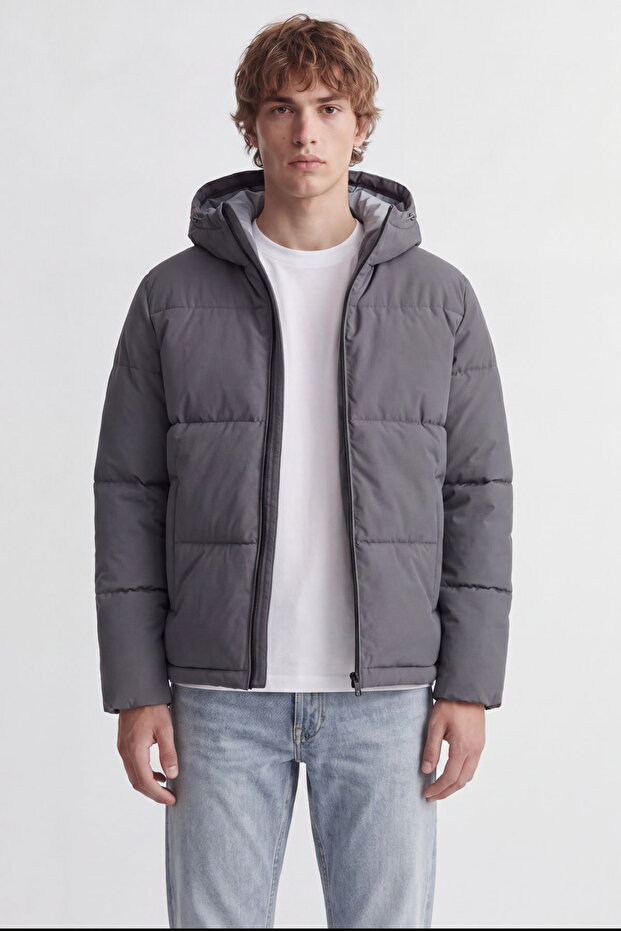 Men's Adjustable Lace-Up Hooded Puffer Jacket - Galaxy