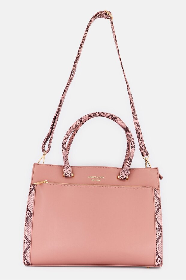 Women Brand Logo Handbag, Old Rose Pink