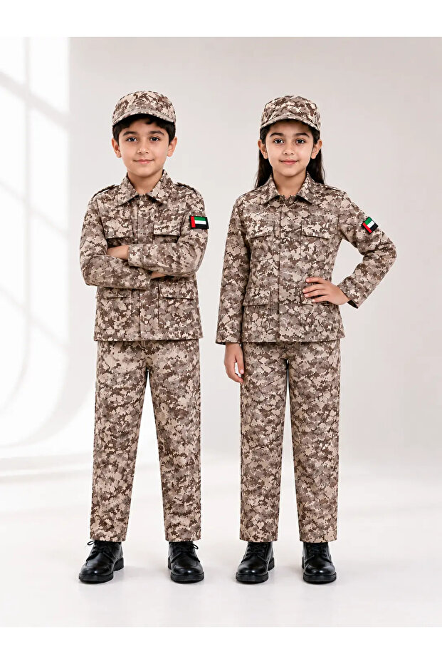 UAE Army Full Sleeve Costume for Kids – Premium Desert Camouflage Military Uniform