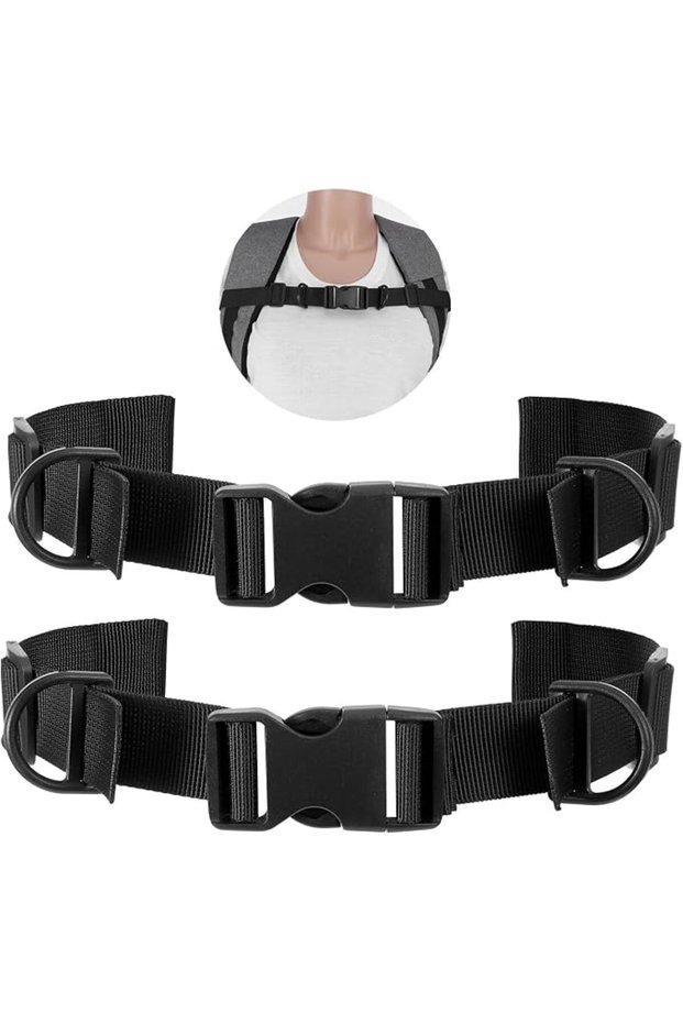 2 Pcs Backpack Chest Strap, Black Elastic Sternum Backpack Strap with Quick Release Secure Buckles C