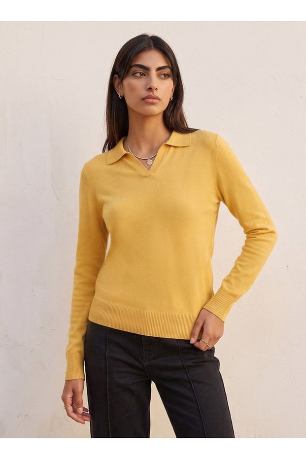 Basic Textured Collared Sweater