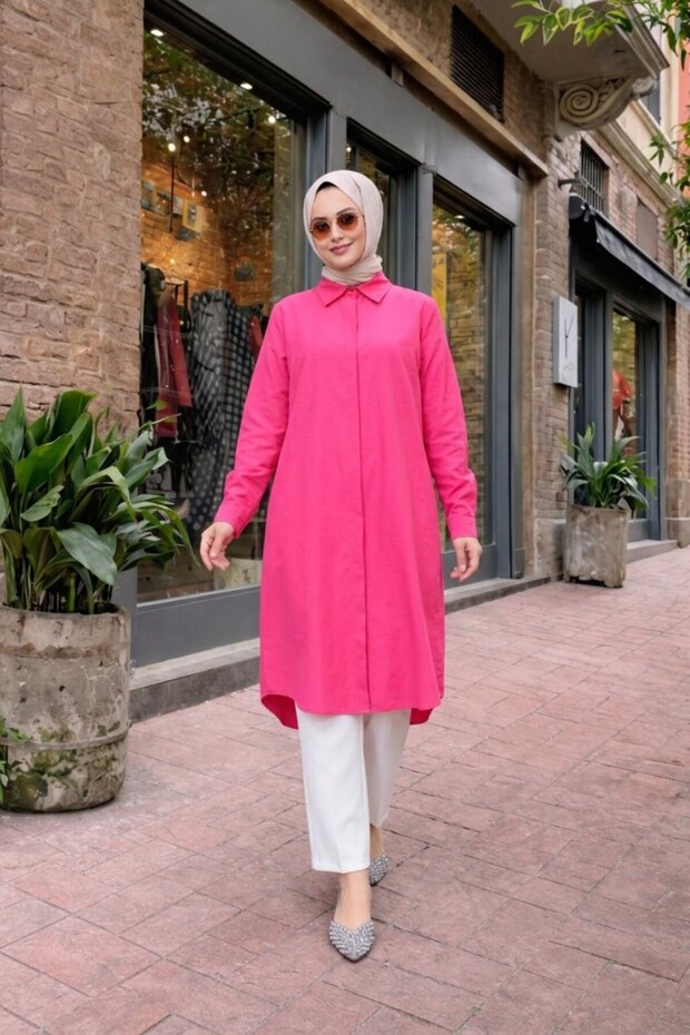 Women's Shirt Collar Casual Long Fuiya Shirt Dress