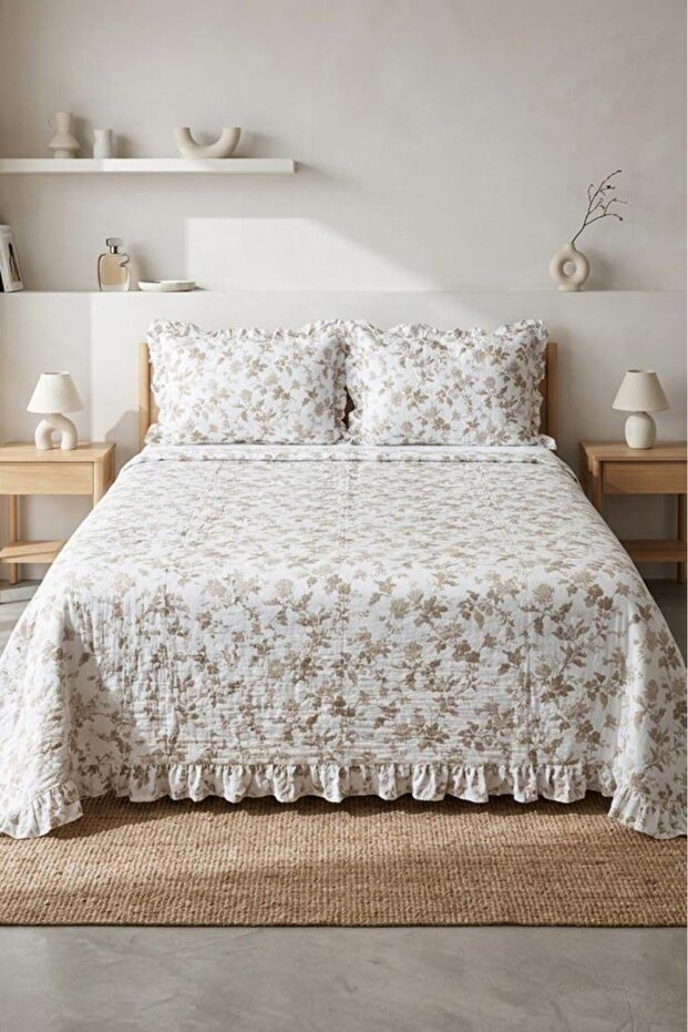 Sereni Fiber Filled Double 240X260 cm Bedspread Cappucino