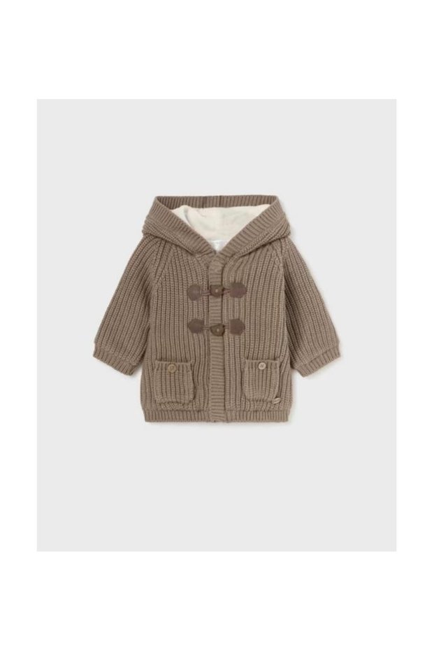 Baby Boy Winter Hooded Knitted Jacket Brown