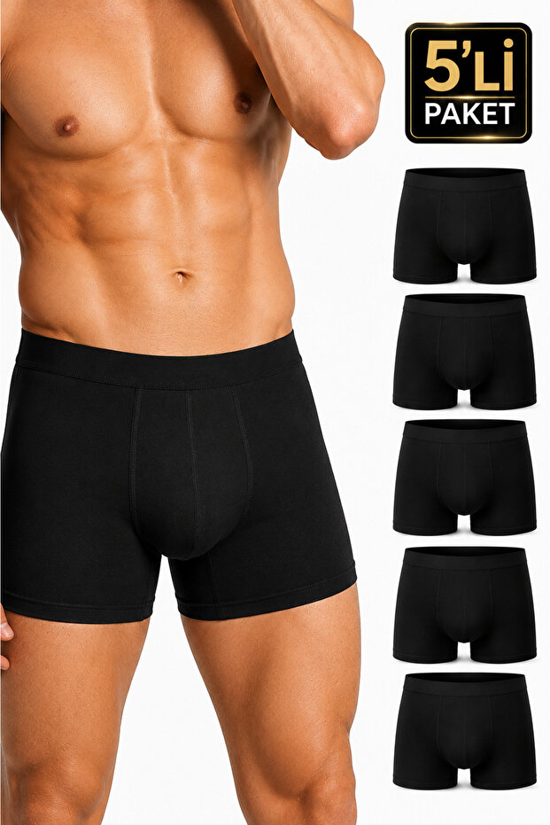 Black 5-Pack Cotton Lycra Men's Boxer Eco Set