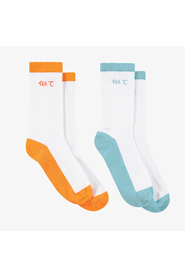 United4 Unisex Orange - Mint 2-Piece Socks
