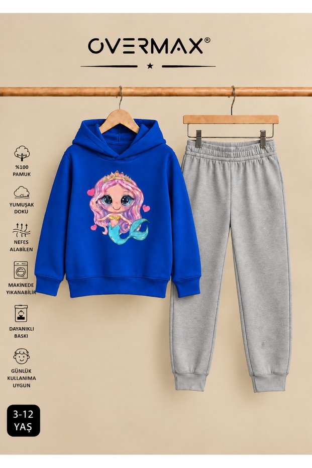 Mermaid Printed Hooded Tracksuit Set β Ages 3-12