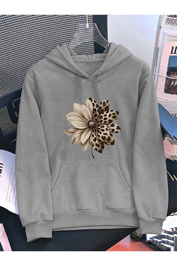 Unisex Women's Printed Hooded Kangaroo Pocket Comfortable Fit Regular Cut Sweatshirt
