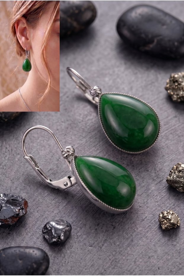 Black Agate Stone Steel Earrings