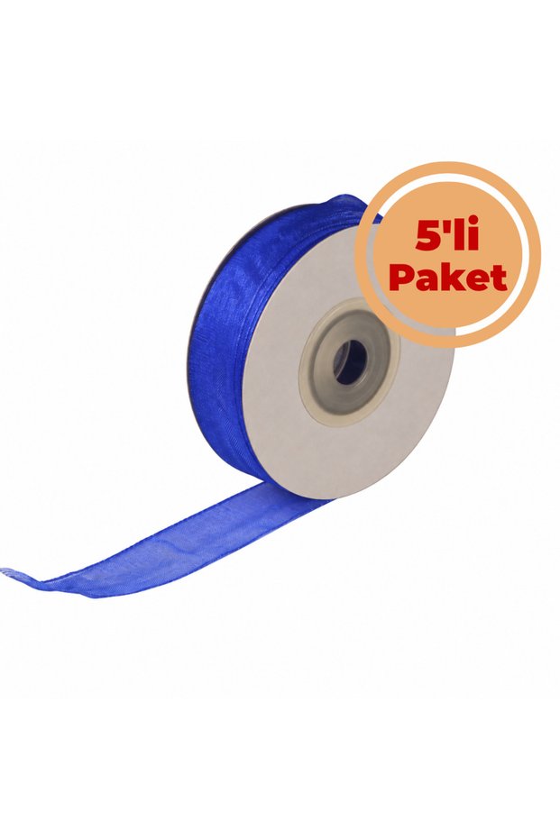 Organza Ribbon 2 cm 25 Yards 5'Li Package Colors Cobalt Blue 1040