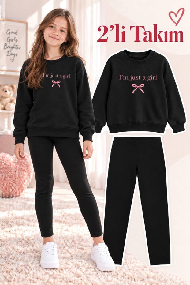 Girl's Crew Neck Sweatshirt and Leggings 2-Piece Set