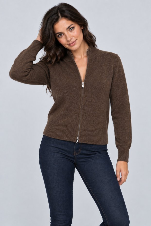 Women's Turtleneck Double Zipper Cardigan