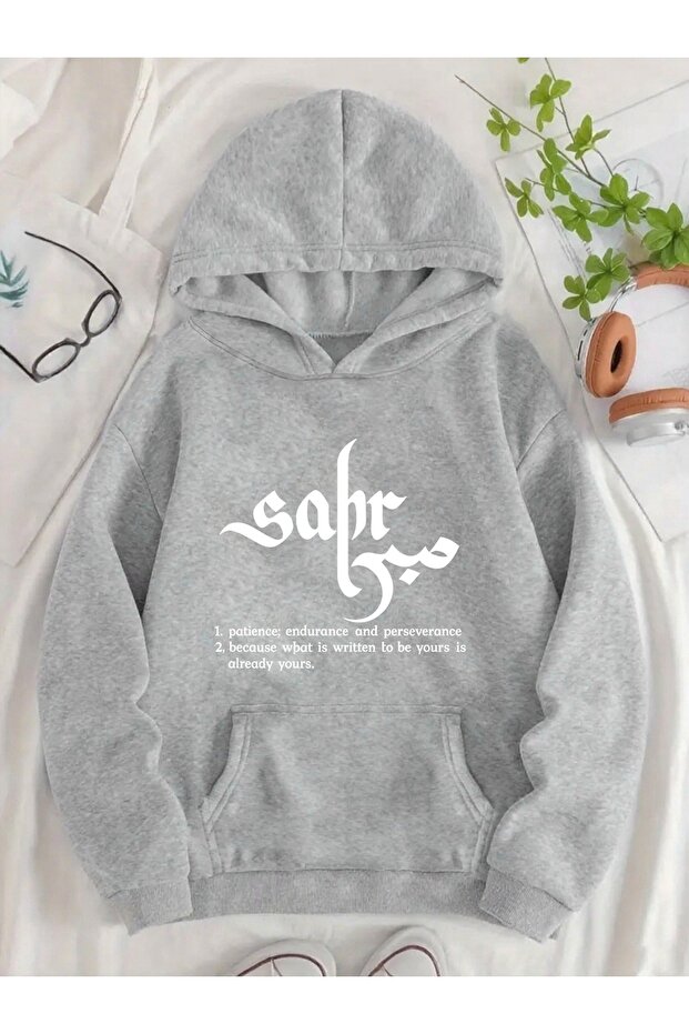 Unisex Women's Printed Hooded Kangaroo Pocket Comfortable Fit Regular Cut Sweatshirt