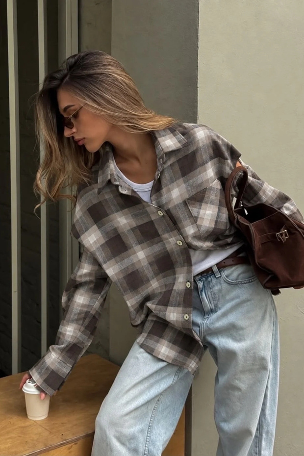 Women's Brown Lumberjack Plaid Shirt 2906