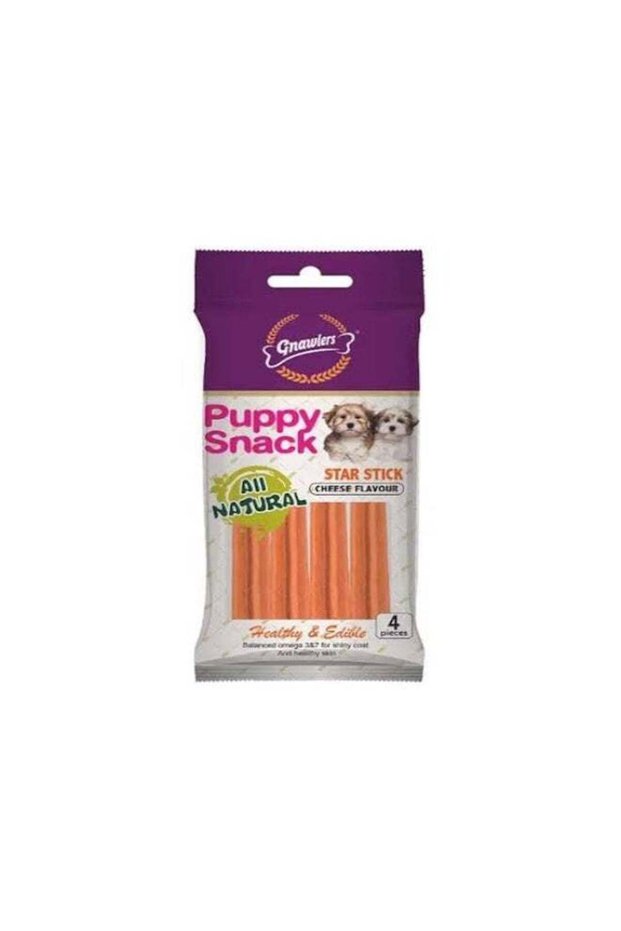 Star Stick Puppy Treat with Cheese Flavour, Calcium, Taurine & Vitamins, 4 Pieces, 80g