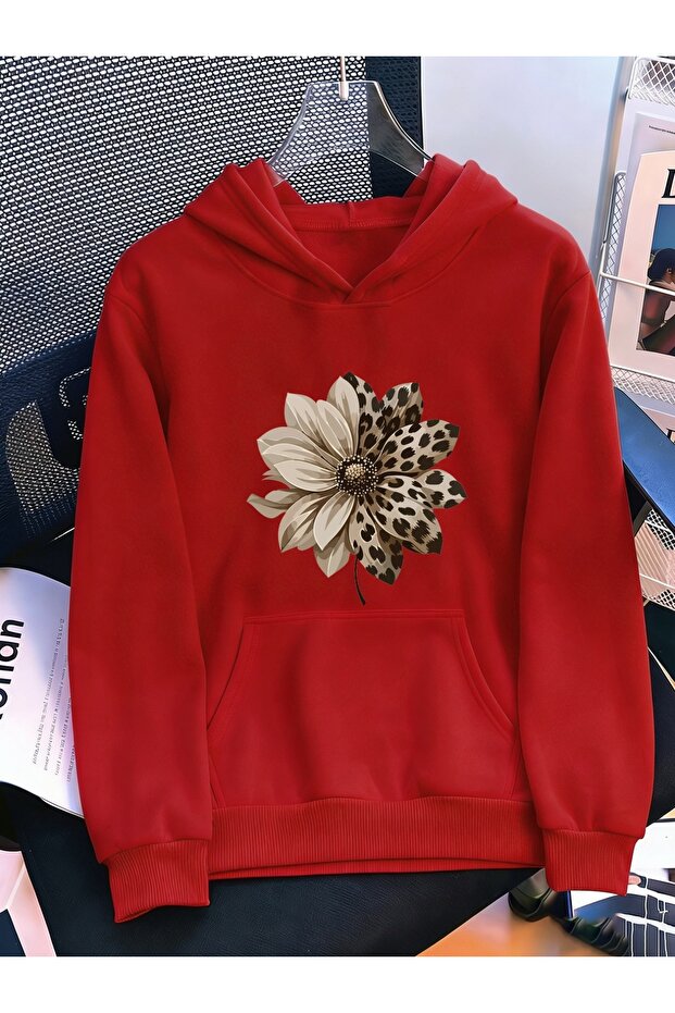 Unisex Women's Printed Hooded Kangaroo Pocket Comfortable Fit Regular Cut Sweatshirt