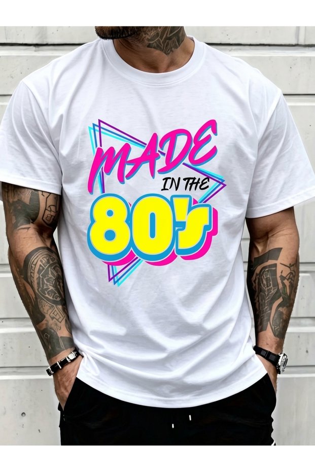 Made in the 80's Printed Colorful Retro Design 80's Current Trend Fashion Printed Oversize T-Shirt