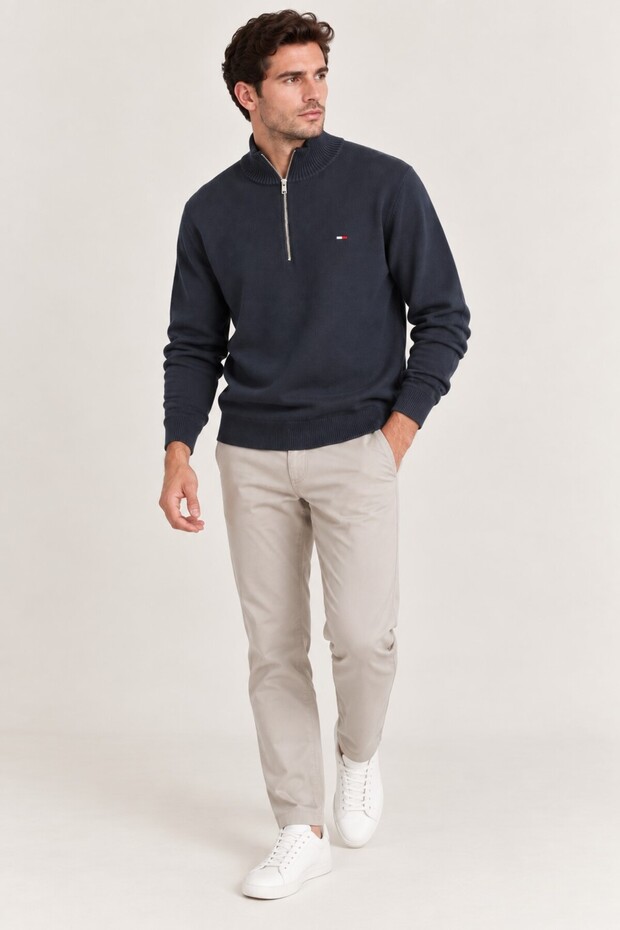 Men's Half Zip Knitted Sweater Dm0Dm21654C1G