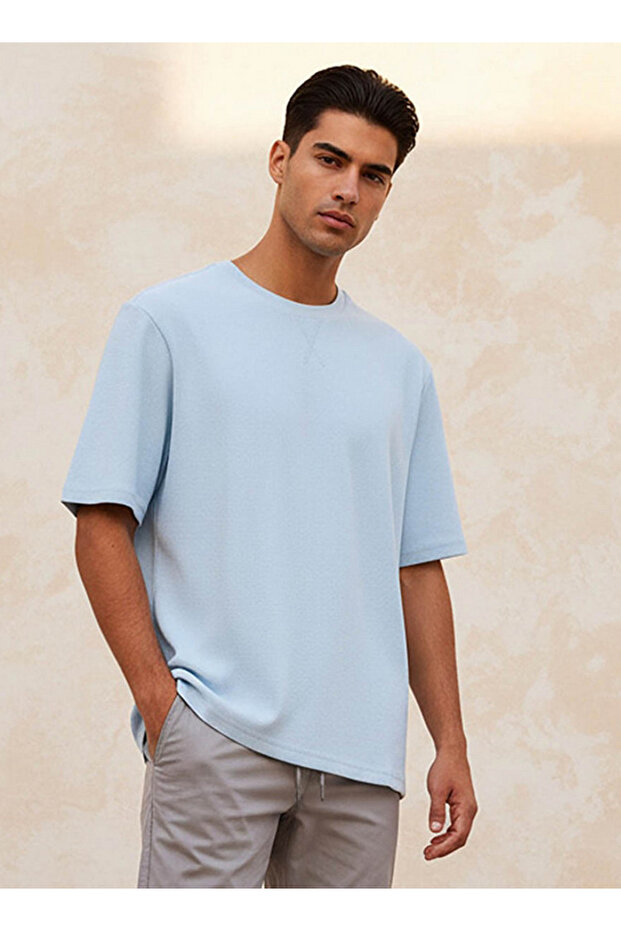 Basics Slim Fit Crew Neck Textured T-shirt
