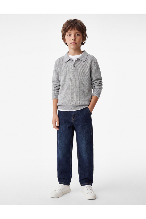 Long Sleeve Buttoned Polo Neck Knitwear Sweater