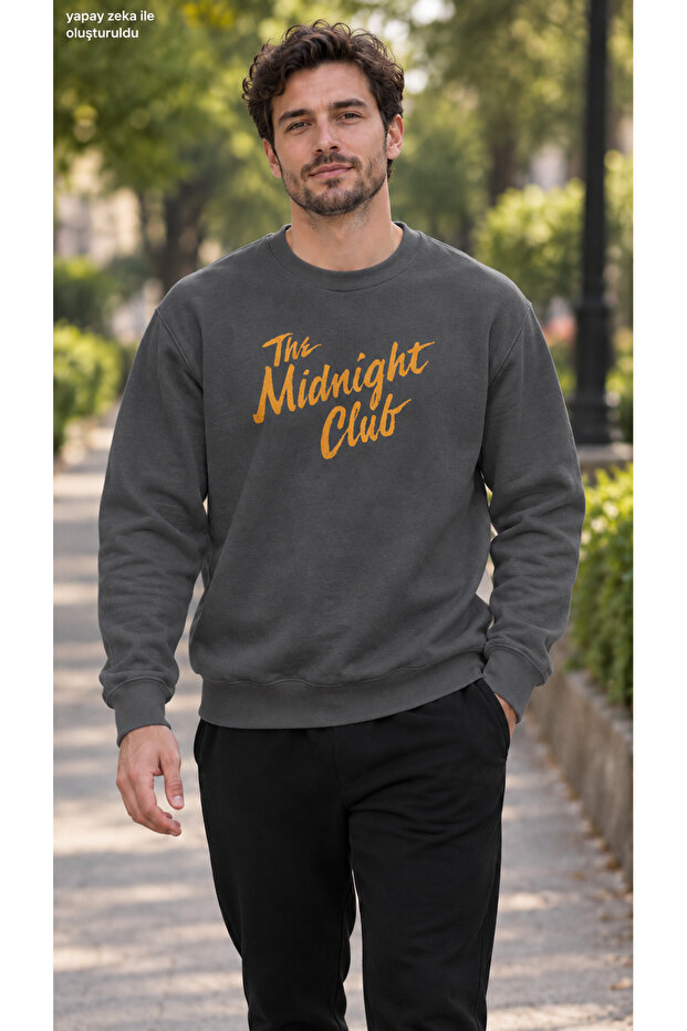 Men's Yellow Typography Text Printed Crew Neck Casual Regular Fit Sweatshirt