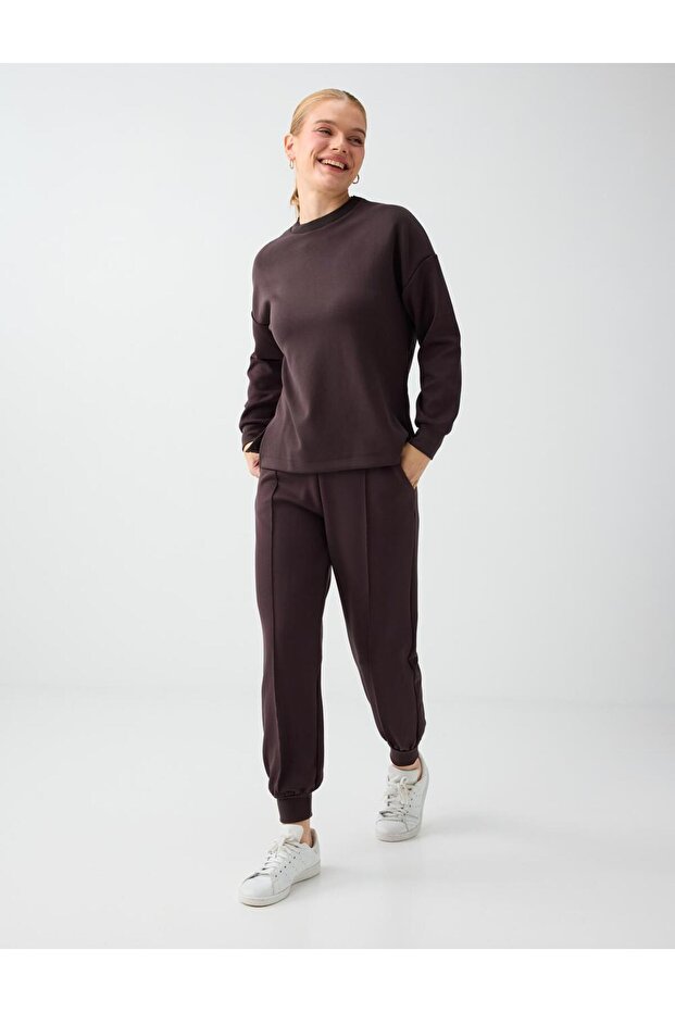 Acı Kahve High Waist Skinny Leg Jogger Pants with Pockets