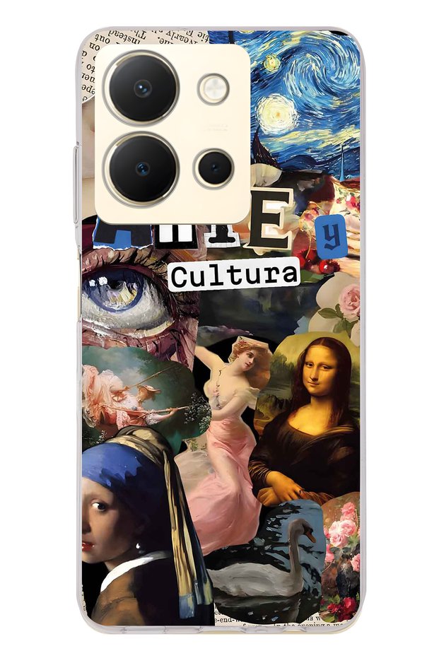 Vivo Y36 Compatible Art Collage Pattern Transparent Phone Case