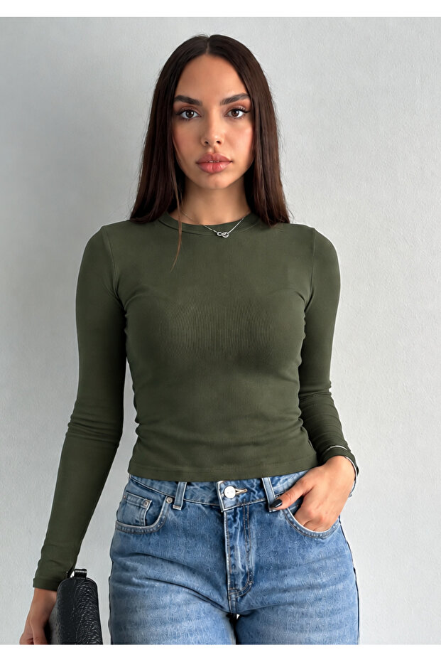 Khaki Long Sleeve Bodysuit