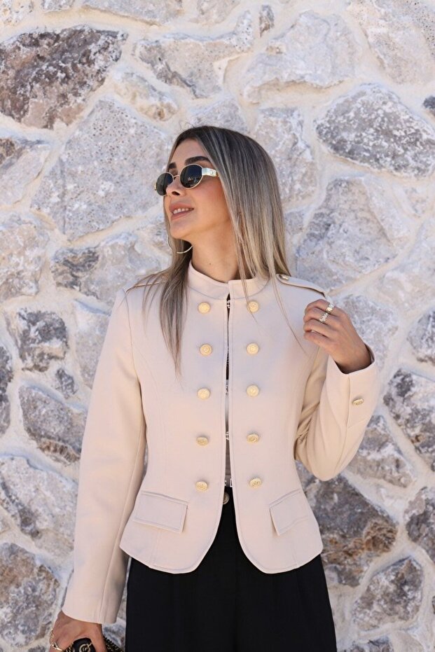 Stone Hakim Collared Short Jacket