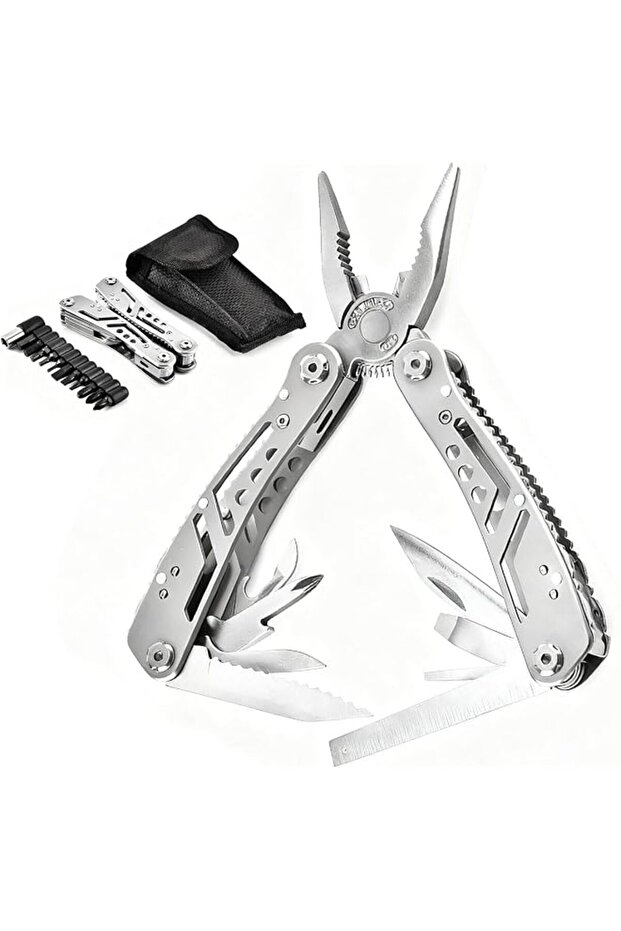 Multitools Stainless Steel Pliers 24 in 1 with Storage Bag, Screwdriver Bit Saw, Bottle Opener, Needle Nose,