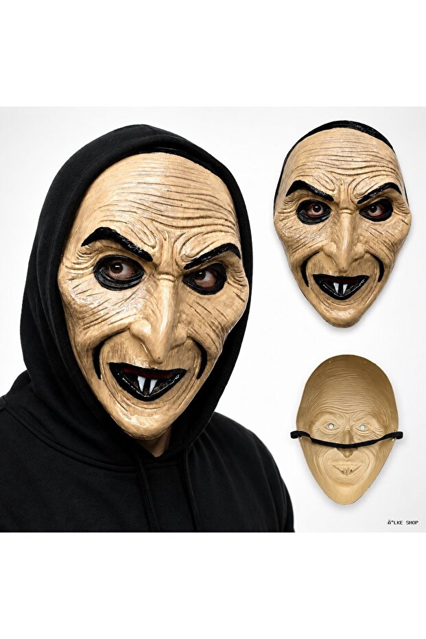 Ilkestor Pointed-Toe Scary Old Lady (170524) Plastic Mask