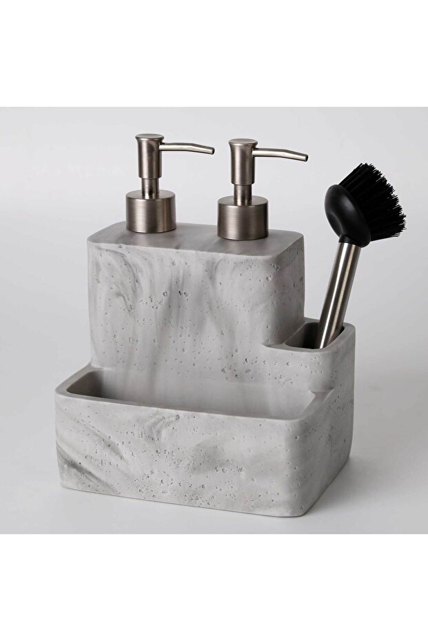 Travertine Two-Fluid Sponge Holder Black