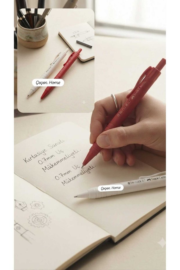 2Pcs 0.7 mm Versatil Tip Pen Set - Red and White Ergonomic Design, School and Office Stationery
