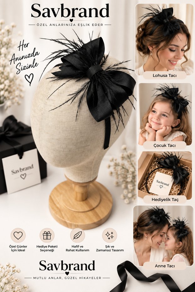 Luxurious and Stylish Mother's Crown - Feathered Ribbon Crown